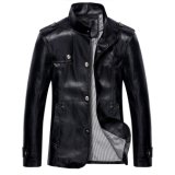 Men Leather Softshell PU Parka Fashion Jacket