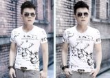 High Quality Deer Head Printing V Neck T-Shirt for Men