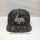 Printed Speckle Stitch 3D Embroidery Flat Brim Snapback Cap