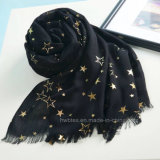 Fluffy Plain Dyed Hot Stamping Acrylic Shawl / Scarf (HWBA09)