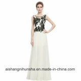 Sexy Chiffon O-Neck Long High Quality Organza Lace Evening Dresses