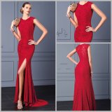 Round Neckline Bridesmaid Dresses Lace Split Sexy Prom Party Prom Dresses Ay5702