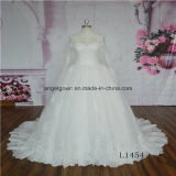 High Neck Long Sleeve Lace Ball Gown