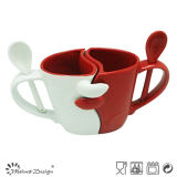 11oz Ceramic Valentine Mugs with Spoon