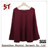 Wholesale Ladies Simple Cheap Knitted Fashion Large Round Neck Sweater