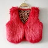 Neo Peach Color Faux Fox Fur Short Vest Coat
