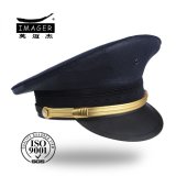 Plain Style Customized Black Military Major Peaked Cap with Gold Strap