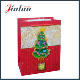 Customize Glossy Laminated Ivory Paper 3D Christmas Tree Gift Bag