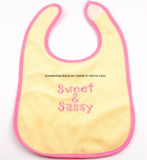 China Factory Produce Custom Logo Embroidered Orange Knit Cotton Baby Toddler Neck Bib