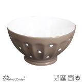 16cm Ceramic Bowl Two Tone Glaze Engraved with Dots Design