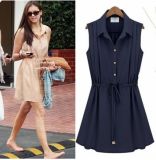 Summer Fashion Sleeveless Pleated Dress (FS5827)