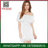 New Design Sexy off-Shoulder Mini Ladies Dress with Lace