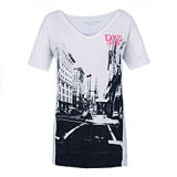 Fashion Sexy Cotton/Polyester Printed T-Shirt for Women (W016)