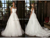 Spaghetti Lace Ball Gowns Court Train Wedding Bridal Dresses Z5057