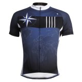 Men's World Map Outdoor Sports Short Sleeve Blue Jersey