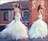 Silver Lace Bridal Ball Gown Sheer Top Sexy Puffy Wedding Dresses FF2016