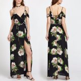 Fashion Women Sexy Slim Chiffon Printed V-Neck Backless Bandage Slip Dress