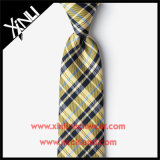 100% Handmade Silk Jacquard Woven Mens Plaid Yellow Tie