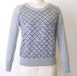 100%Cotton Women Patterned Jumper Sequins Knit Sweater