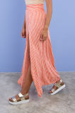 New Rayon Lady Stripe High-Slit Maxi Long Skirt