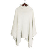 Lady Fashion Acrylic Knitted Turtleneck Shawl Poncho (YKY4143)