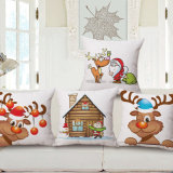 Merry Christmas Cotton Linen Printed Cushion Cover for Sofa (35C0177)