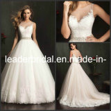 2016 Wedding Dress Sheer Pearl Lace Tulle Bridal Wedding Gown A9073