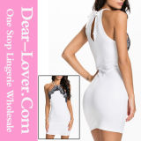 White Lace Trim Bodycon Dress