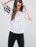 Custom Women 's T Shirt with Blocked Gingham