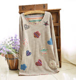 Knitted Cotton Lady Embroidered Casual Shirt Casual