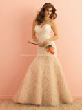 Embroidary Mermaid Bridal Gown Ruffle Wedding Dress