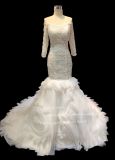 Aoliweiya 3/4 Sleeve Trumpet Tulle Skirt Wedding Dresses