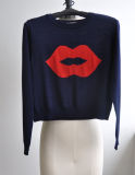 Acrylic Wool Women Long Sleeve Pullover Knitted Sweater