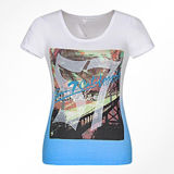 Fashion Sexy Cotton/Polyester Printed T-Shirt for Women (W040)