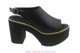 Ladies EVA Platform Ankel Strap Black Wedge Shoes for Women