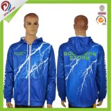 Sublimated Men's Long Short Sleeve Hoodie with Custom Lightning Design