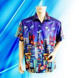 100% Polyester Man's Short Sleeve Camp Shirt