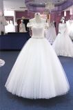 off Shoulder Satin Lace Floor Length Bridal Wedding Dress (Q90360)