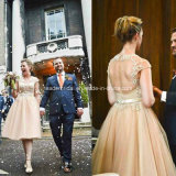 Knee-Length V-Neck Backless A-Line Bridal Gowns Wedding Dresses Z9004
