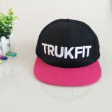 Black/Pink 3D Embroidery Cotton Snapback Cap