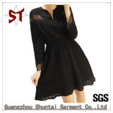 Wholesale Women Casual Black Hollow Long Sleeve Dress