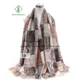 New Design Shawl with Plaid Printed Satin Fashion Lady Scarf Factory