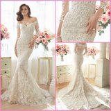 3/4 Sleeves Bridal Dresses V-Neck Lace Wedding Dress Y16321