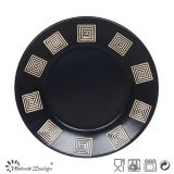 Square Design Black Ceramic Dinner Plate