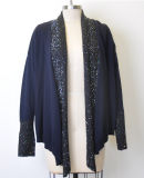 Wool Cashmere Open Cardigan Sweater with Sequins