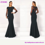 Beading Deep V-Neck Elegant Prom Long Sleeves Evening Dresses