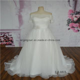 off Shoulder Short Sleeve Organze Wedding Dress