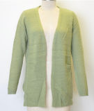 Women Pure Color Open Cardigan Sweater with Pocket