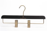 Black Rubber Coated Hanger for Pants with Golden Clip