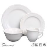 White Glaze Ceramic Embossed Dinner Set